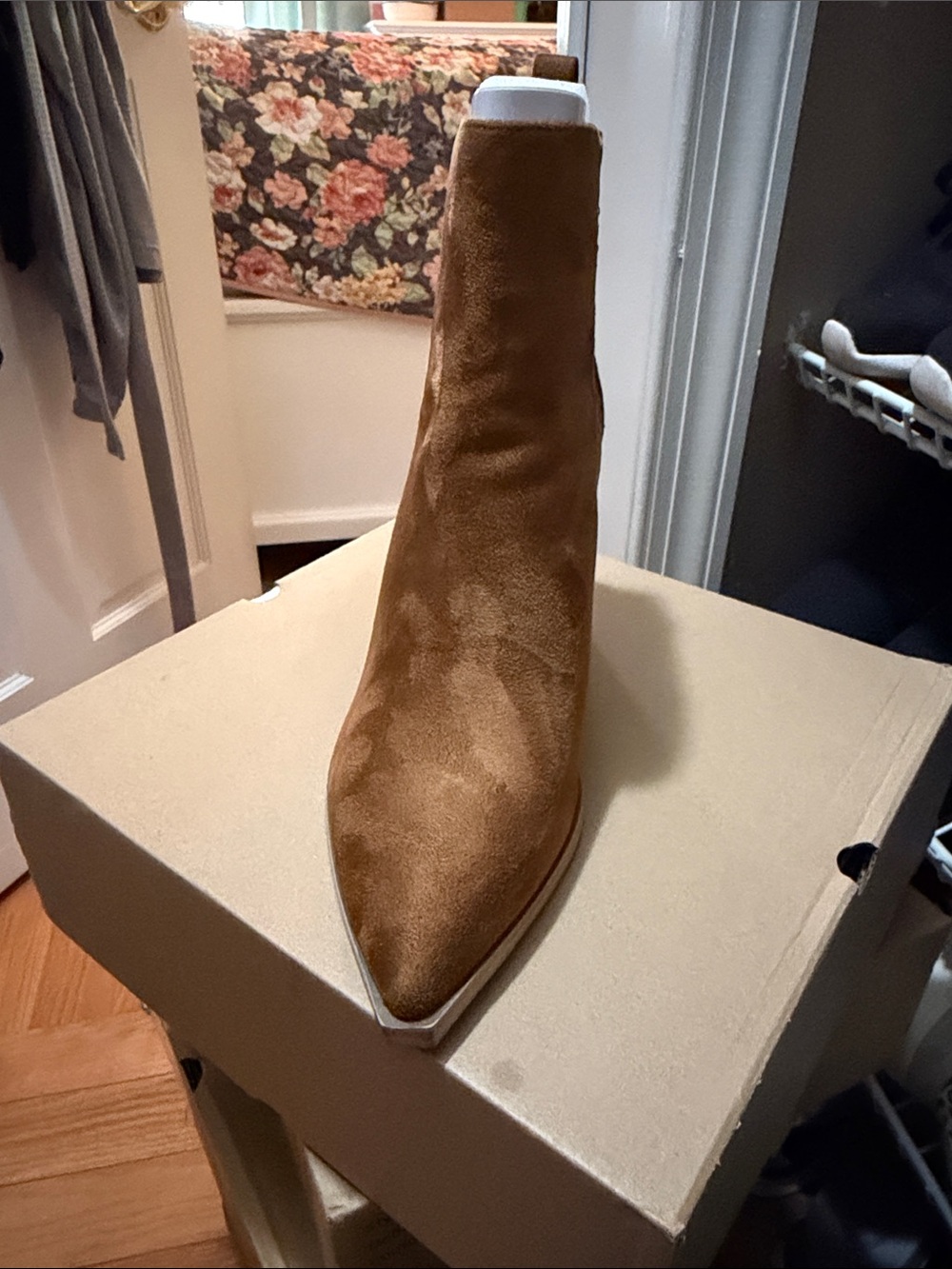Women’s Brown Suede Pointed Toe Ankle Boot